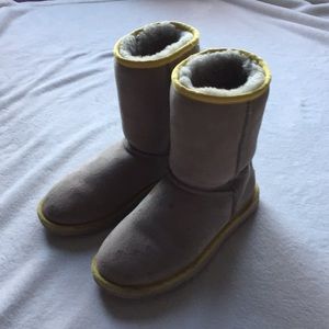 Custom grey and yellow ugg boots